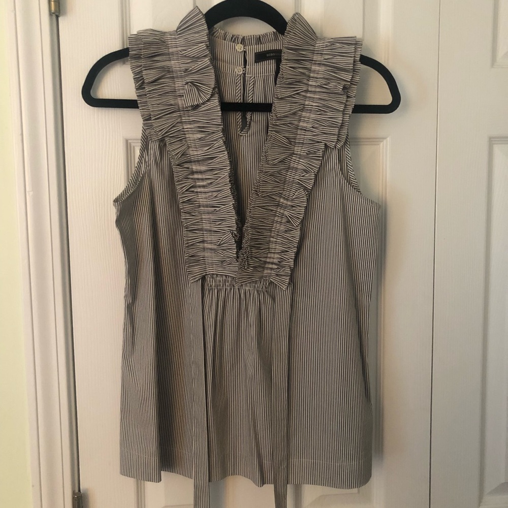 BCBG Ruffle Neck Flared Tank (Ties at waist)